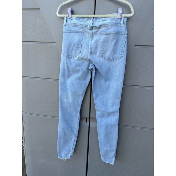 FRAME Le High Skinny Jeans Light Blue Rush Distressed Ripped Size 30 - Picture 11 of 12
